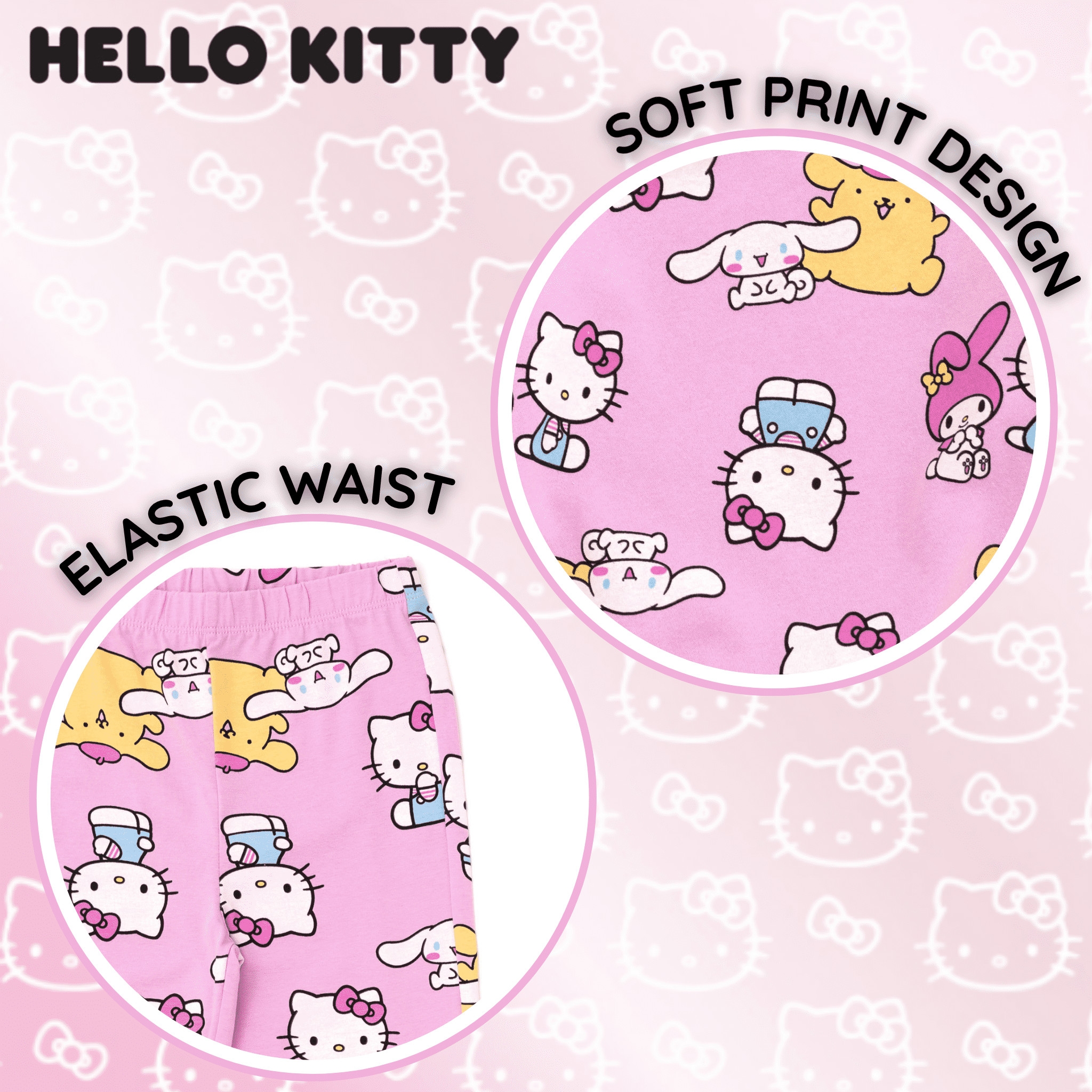 Hello Kitty Cinnamoroll My Melody Pompompurin Fleece Pullover Sweatshirt and Ribbed Flare Leggings Outfit Set Toddler to Big Kid