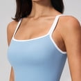 thumbnail image 4 of Women One Piece Workout Sets High Waisted Tummy Control Yoga Gym Outfits Halter Tank Tops Built-in Bra Square Neck Sleeveless(Light Blue,L), 4 of 8