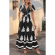 thumbnail image 5 of Vestido de Corta con Cuello en V, Estampado Floral, Bolsillos y Mangas Acampanadas, Color Negro, Talla M, 5 of 7