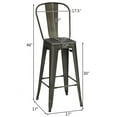 thumbnail image 3 of Costway Collection High Back Metal Bar Stool Footrest Industrial Style, Gray (Set of 4), 3 of 12