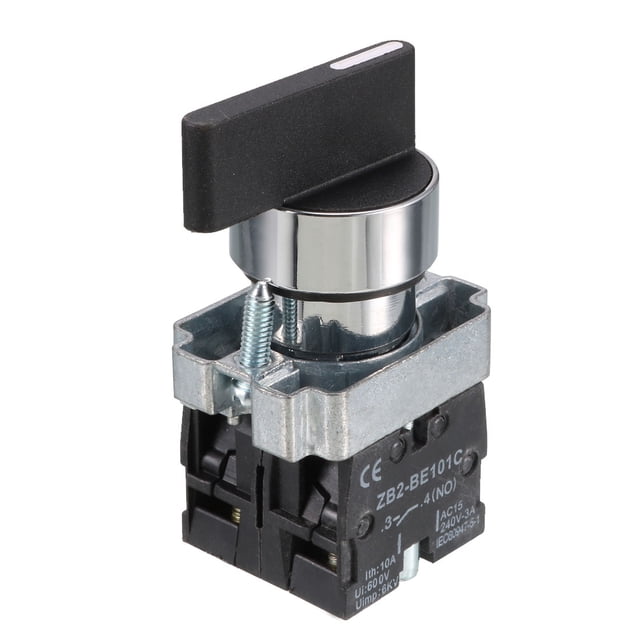 Interruptor selector rotativo de 3 posiciones SPDT 2NO de montaje en panel de 21 mm ZB2-BE101 AC 600V 10A