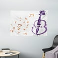 thumbnail image 1 of Music Decor Tapestry, Musical Notes Instrument Violin Cello Watercolor Based White Backdrop Print, Wall Hanging for Bedroom Living Room Dorm Decor, 60W X 40L Inches, Purple and Red, by Ambesonne, 1 of 2