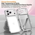 thumbnail image 3 of Dteck For iPhone 16 Plating Cute Wave Frame Case with Luxury Bling Diamonds Sparkly Rhinestone for Women Girls Shockproof Slim Back Protective Phone Case, Silver, 3 of 7