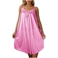 thumbnail image 5 of Fazvaoo Women Nightgowns Short Sleeve Short Nightdress Summer Silk Nightgowns(Pink,0), 5 of 7