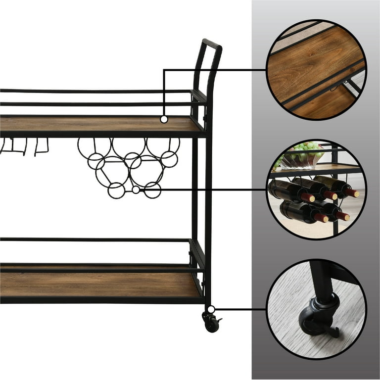 FirsTime & Co. Black Gardner Bar Cart, Industrial, Metal
