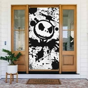 The Nightmare Before Christmas Jack Skellington Door Cover Decorated Banner Tapestry Home Decoration Holiday Party Supplies Door Banner Porch Sign Banner 72.8 x 35.4 Inch