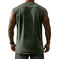 thumbnail image 4 of Solid Vintage Washed Crew Neck Muscle Tank Top Men Loose Wide Arm Cut Breathable Sleeveless Tee for Fitness Outdoor Casual Daily Looks Blackish Green L, 4 of 5