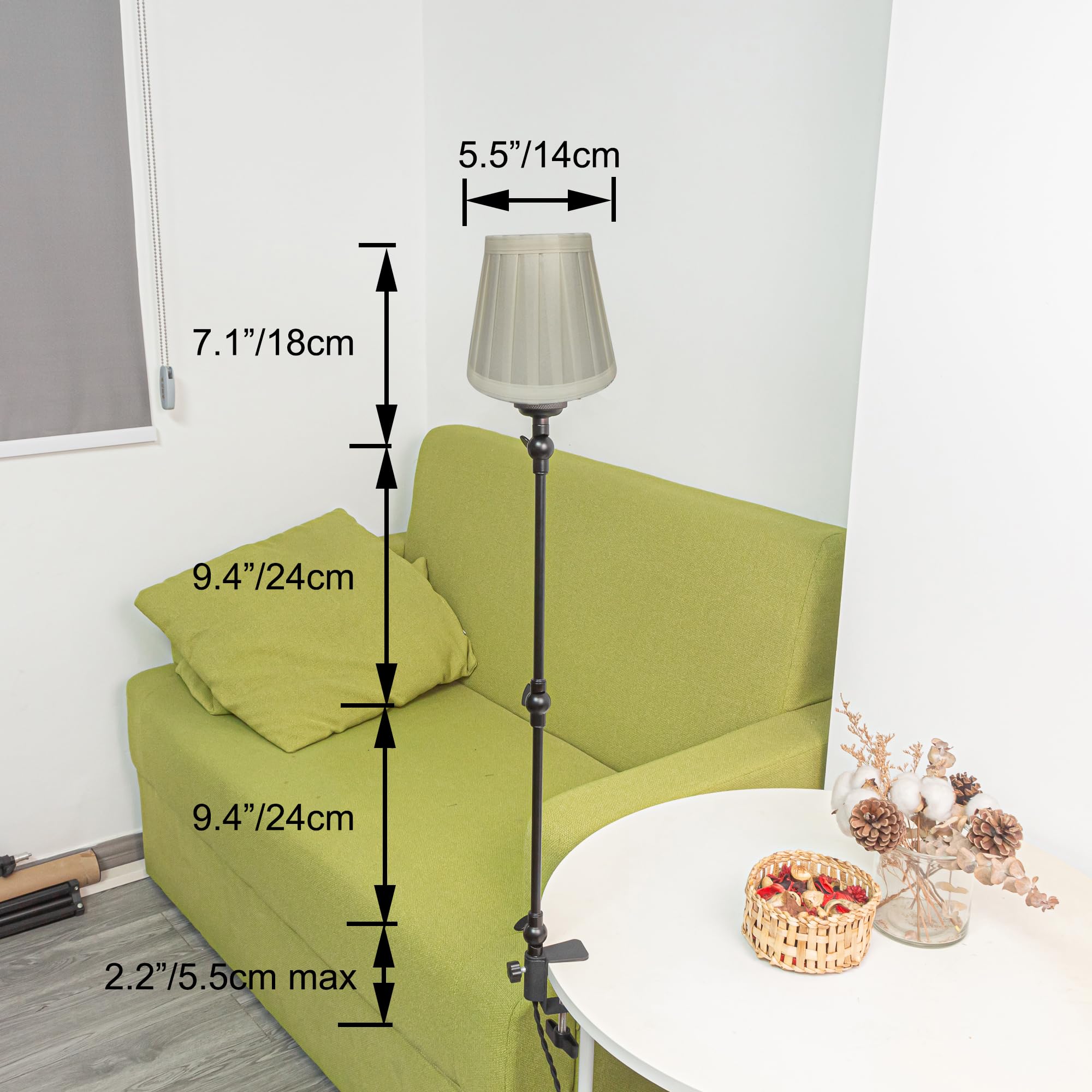 Kiven Dimmable Clip-on Desk Lamp, 1-Light Cream Fabric Nightstand Lamp with Flexible Arm, Remote Control, Decorative Clamp Lamp for Office Home Bookshelf Bedside E26 Sokcet DZ0331