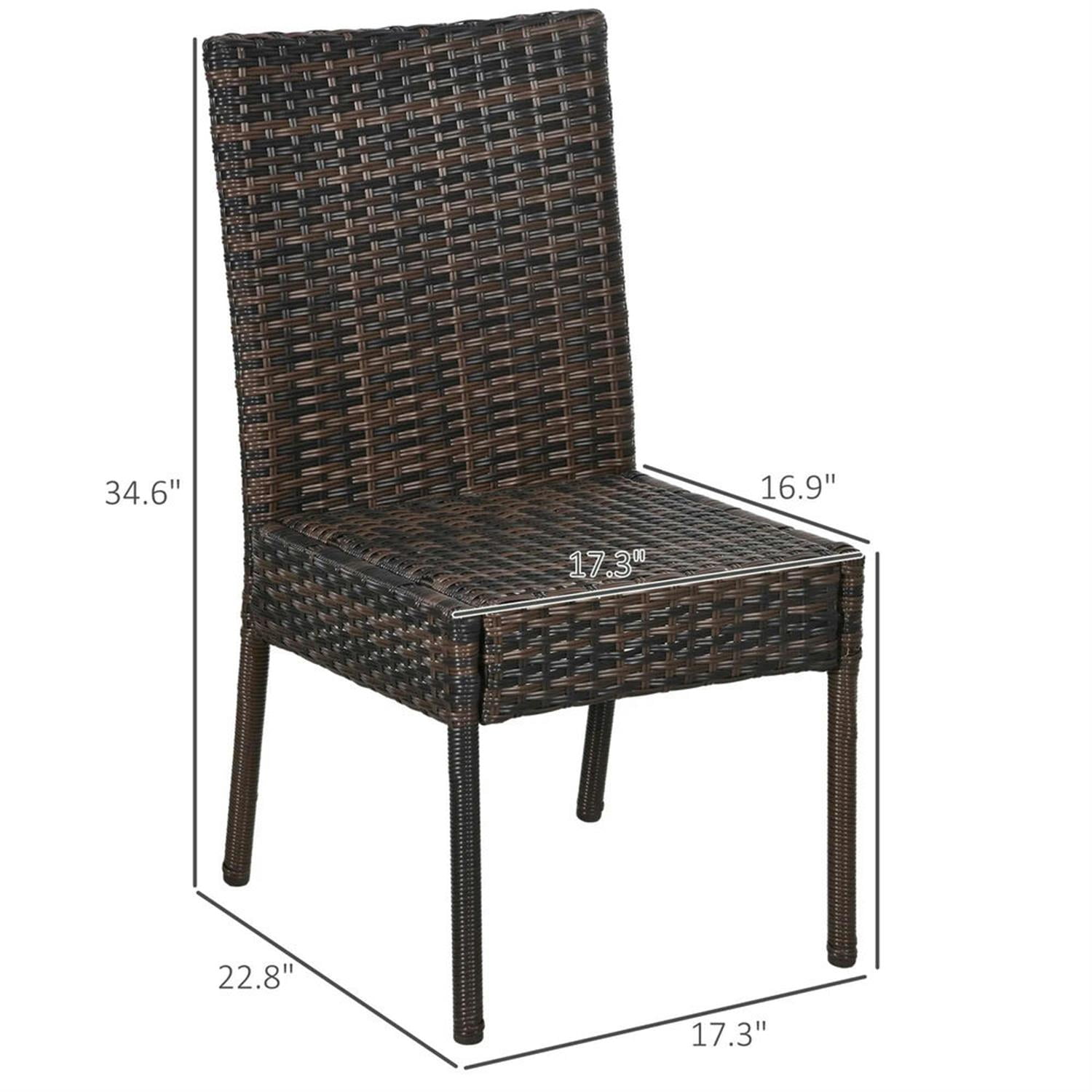 Demi Bonn Outdoor Dining Chairs Set of 4 with Backrest, PE Rattan Patio Dining Room Chairs with Cushion for Garden, Backyard, Lawn, Brown