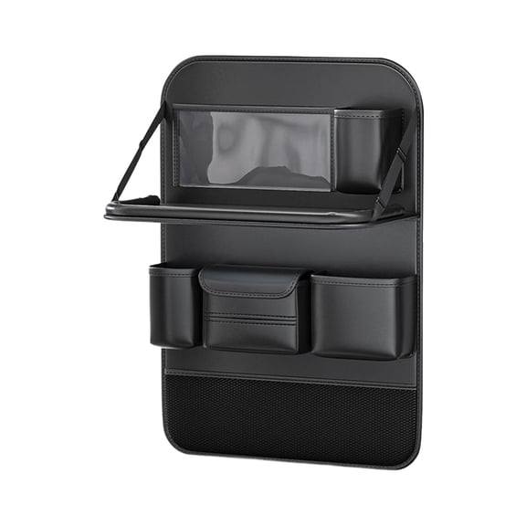 Car Seat Backrest Storage Bag With Foldable Table & Cup Holder - Multi-Pocket Travel Office Family Organizer