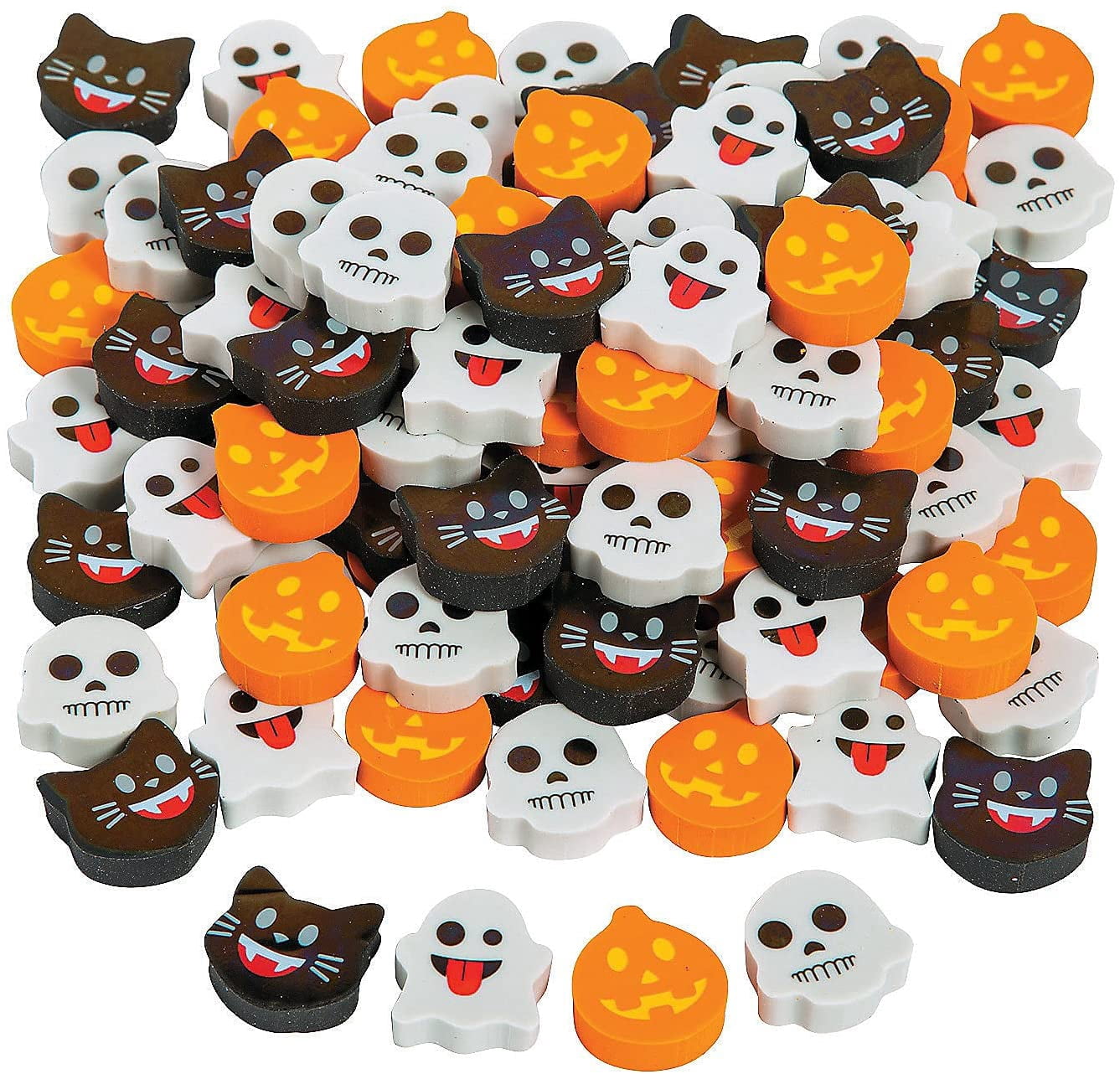 Lot De 150 Mini Gommes Halloween Pour Enfants - Formes Mignonnes (citrouille, Fantôme, Chauve-souris...), Caoutchouc Doux