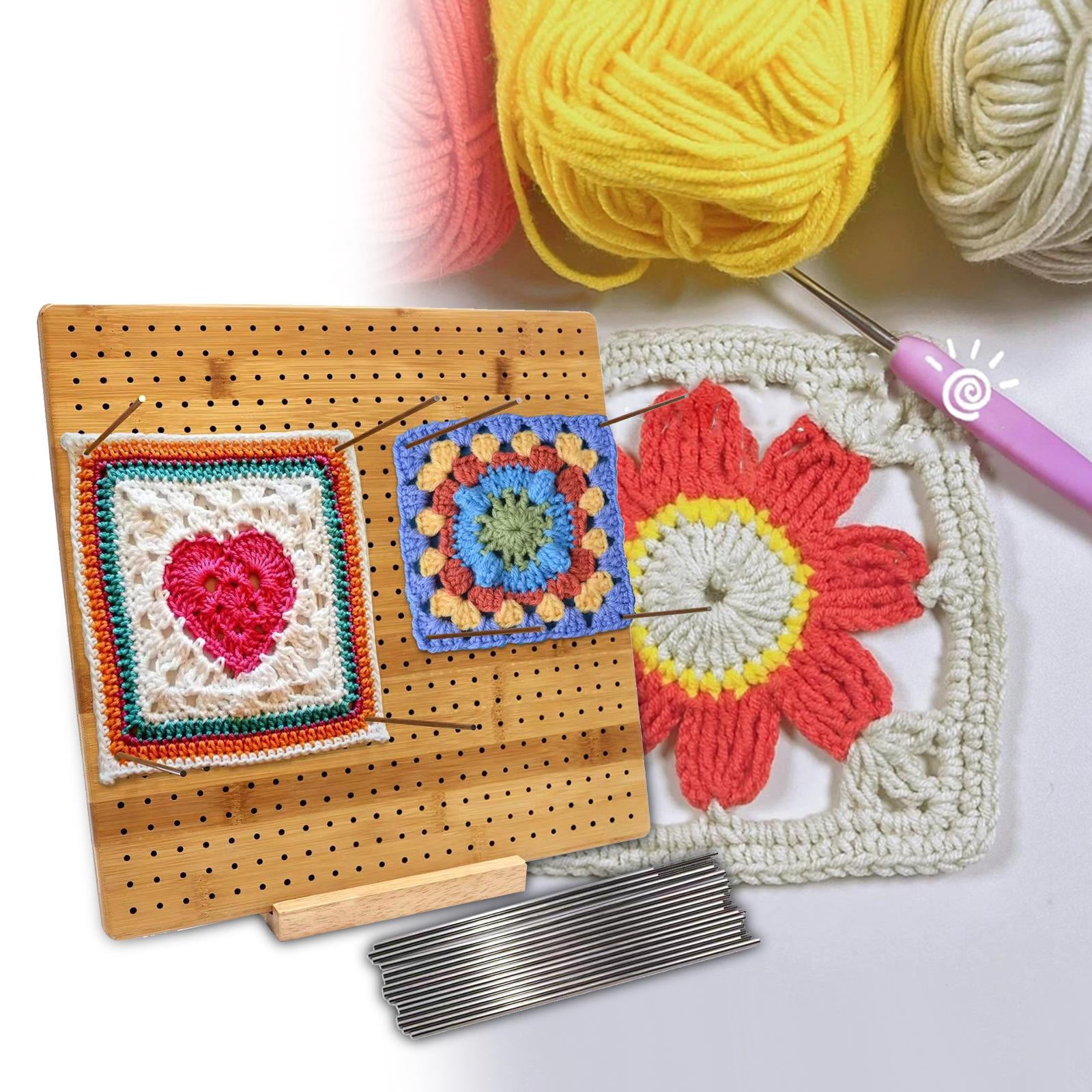 Crochet Blocking Boards, Wooden Blocking Board Premium with 15 Stainless Steel Bar , Knitting And Crochet Blocking Mats for Knitted Purses And