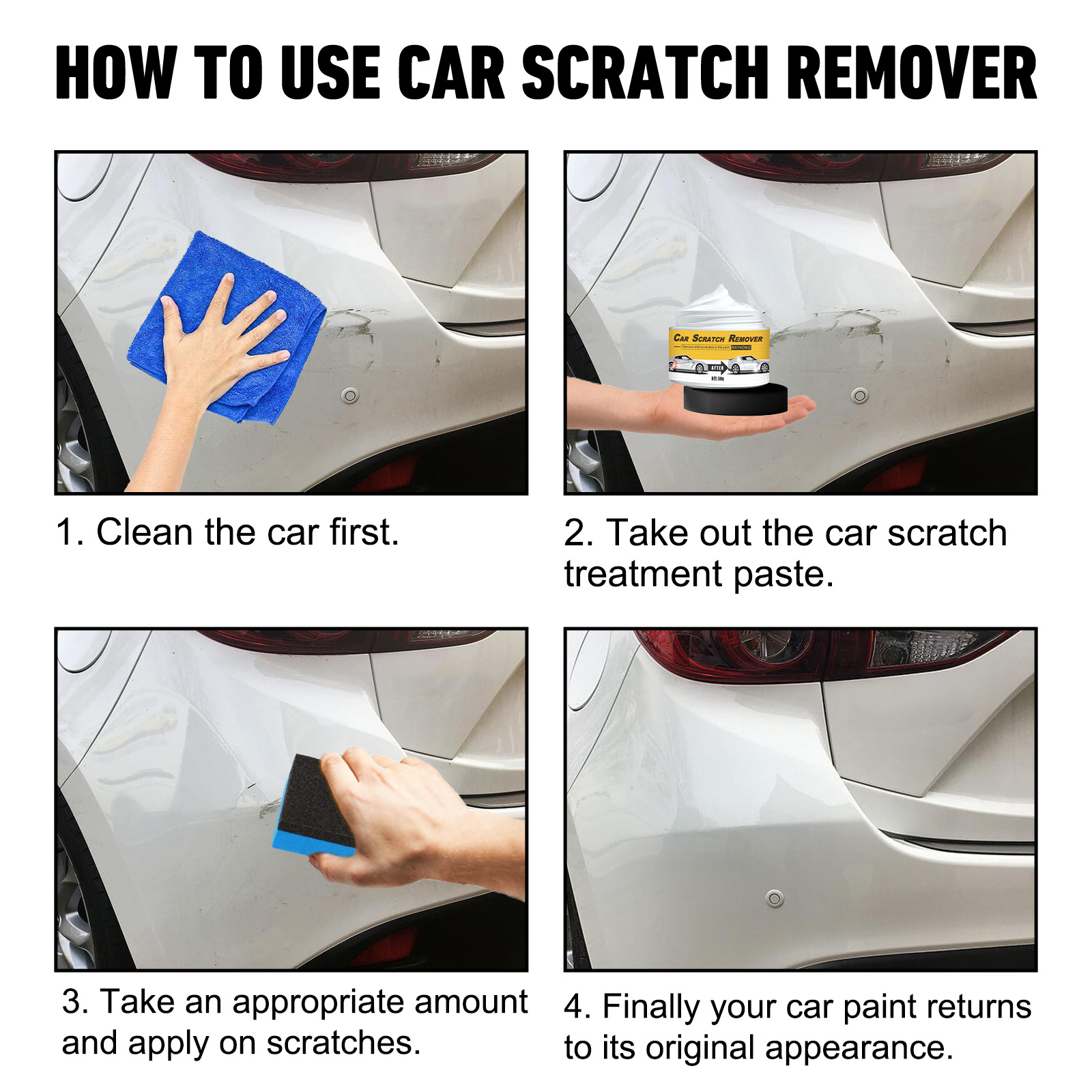 Alvantor Car Scratch Remover Cream Car Paint Scratch Repair Swirls Scratches Restoration Agent, 1.76oz
