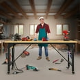 thumbnail image 6 of Dextrus Heavy-Duty Workbench with Power Outlets, Wheels and Adjustable Height, Wood Worktop, Steel Frame, 2000 LBS Load Capacity for Workshop, Office, Home Outdoor, 6 of 8