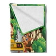 thumbnail image 2 of Zoo Soft Flannel Fleece Throw Blanket, Animals Balloons Riding on a Bus Travel Road Journey in Wilderness Scenery Print, Cozy Plush for Indoor and Outdoor Use, 70" x 90", Multicolor, by Ambesonne, 2 of 5