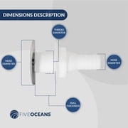 Five Oceans White Nylon/Stainless Steel Thru-Hulls with stud for hose, 3/4 inches FO2558