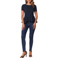 thumbnail image 2 of INSPIRAR CHIC Blusa de Peplum para Mujeres de Manga Corta Cuello Redondo Primavera Verano Talla XS Azul Oscuro, 2 of 6