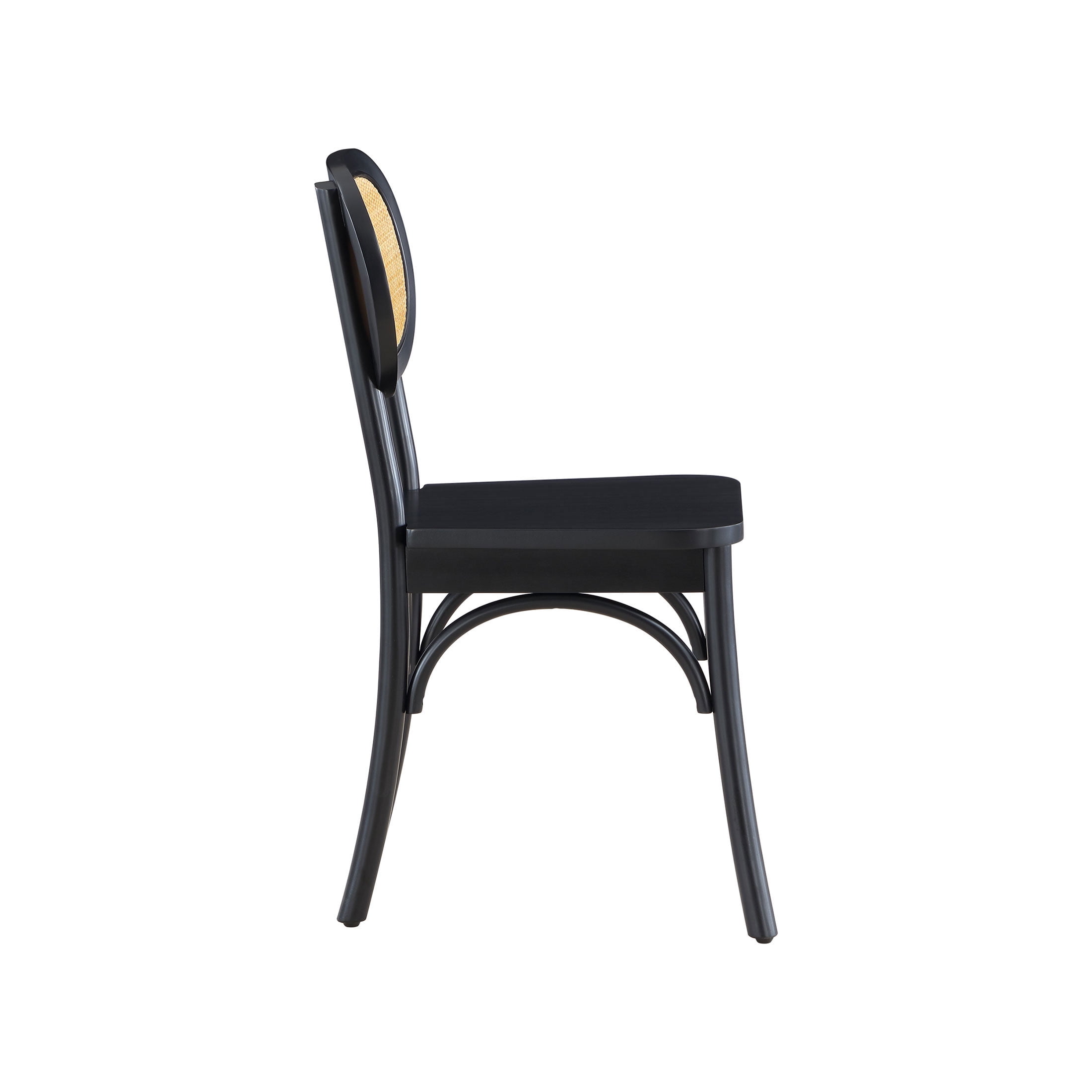Better Homes & Gardens Camden Dining Chairs with Rattan and Solid Wood, Black Wood finish, by Dave & Jenny Marrs