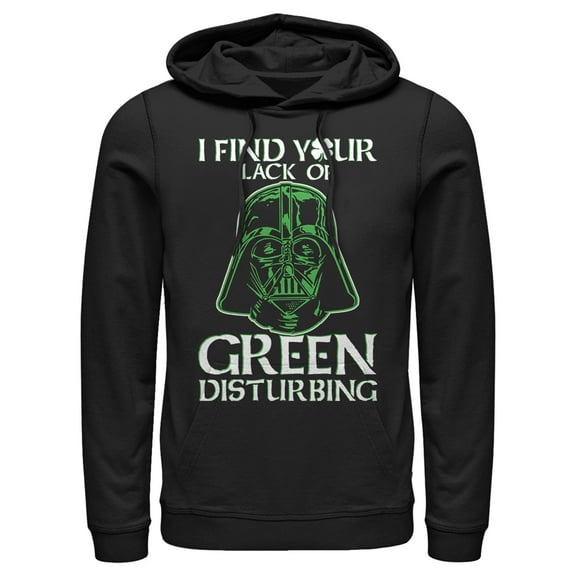 Men's Star Wars St. Patrick's Day Vader Lack of Clover  Pull Over Hoodie Black Large