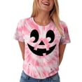 thumbnail image 4 of CFXNMZGR Halloween Clothes for Women Halloween Oversized Shirts for Women Spooky Season T-Shirt Halloween Pumpkin Costume Ghost Fall Tees Top (Pink,S), 4 of 5