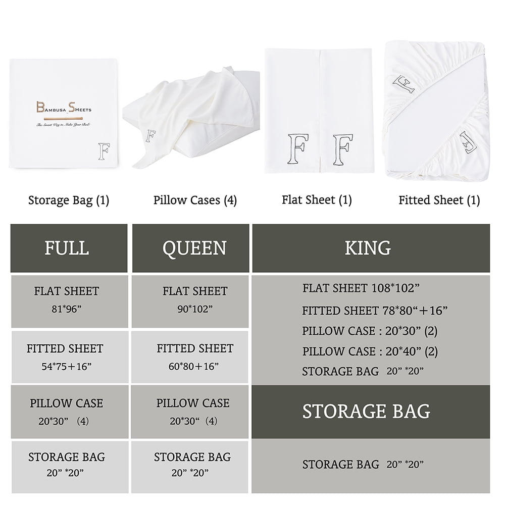 Bambusa Full Sheets | Soft, Cooling Bamboo | Match Size & Direction | Comfy for All Ages - White