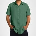 thumbnail image 6 of Mens Workout Shirts Fashion Beach Seaside Classic Short Sleeved Bowling Button Closure Mens Performance Polos,Green,2XL, 6 of 7
