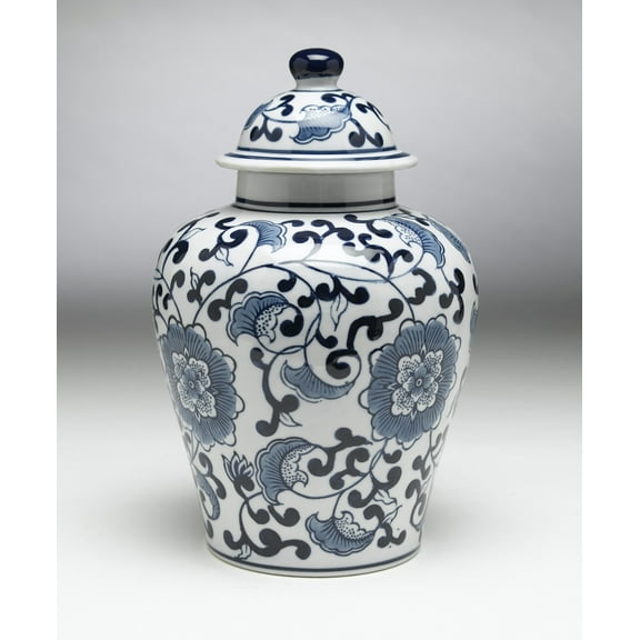 Zeckos AA Importing 59726 Blue And White Ginger Jar With Lid