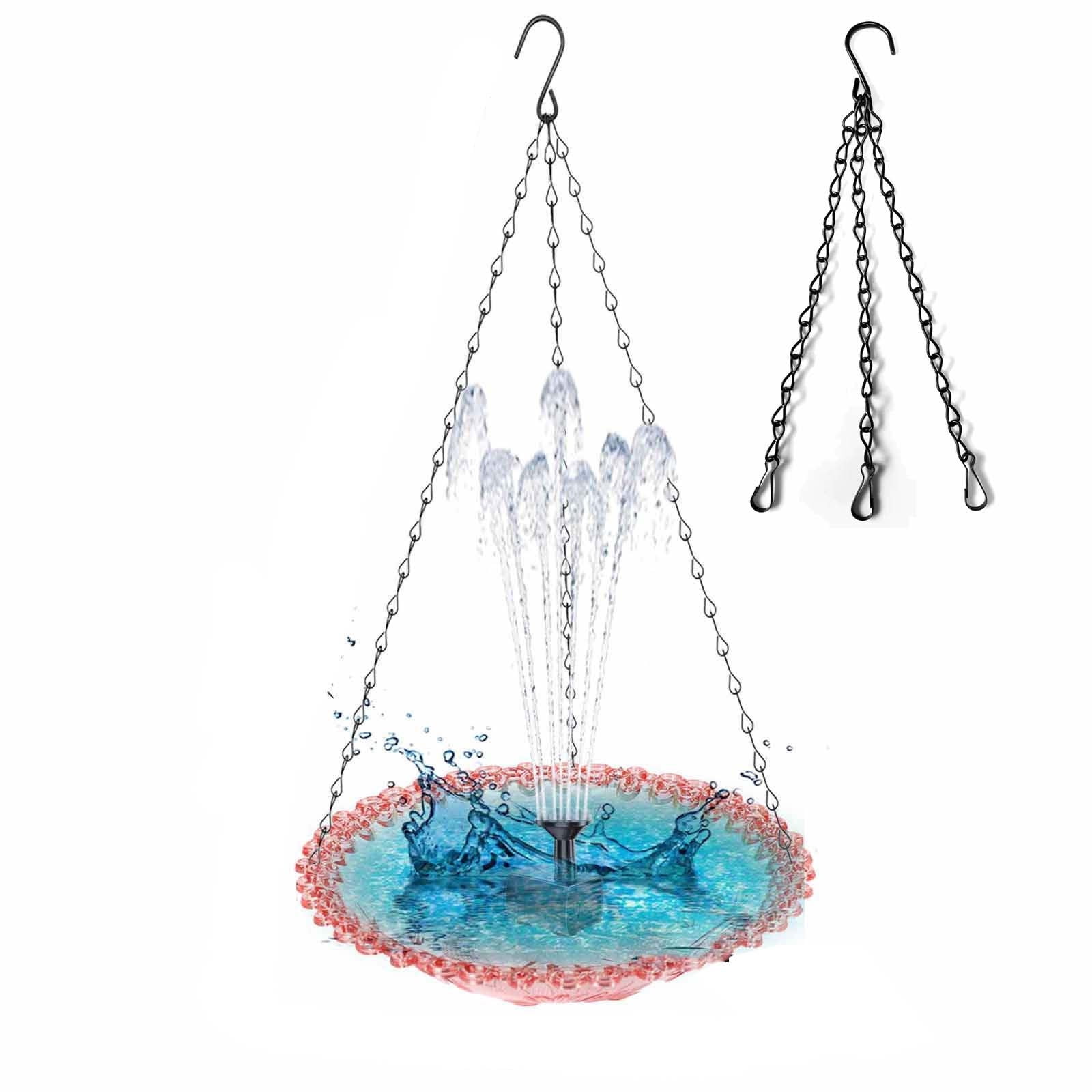 Solar Fountain BirdBath, Outdoor Hanging Bird Bath Fountain, Garden Hanging Hummingbird Bath Bowl Bird Shower with 7 Nozzles for Garden Lawn Yard