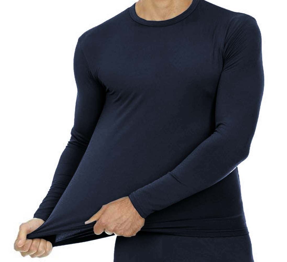 Men’s Ultra-Soft Tagless Fleece Lined Thermal Top & Bottom Underwear Set, Navy Blue, Small - image 4 of 5