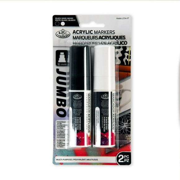 Royal & Langnickel Lot de 2 marqueurs de peinture acrylique noir et blanc 15 mm
