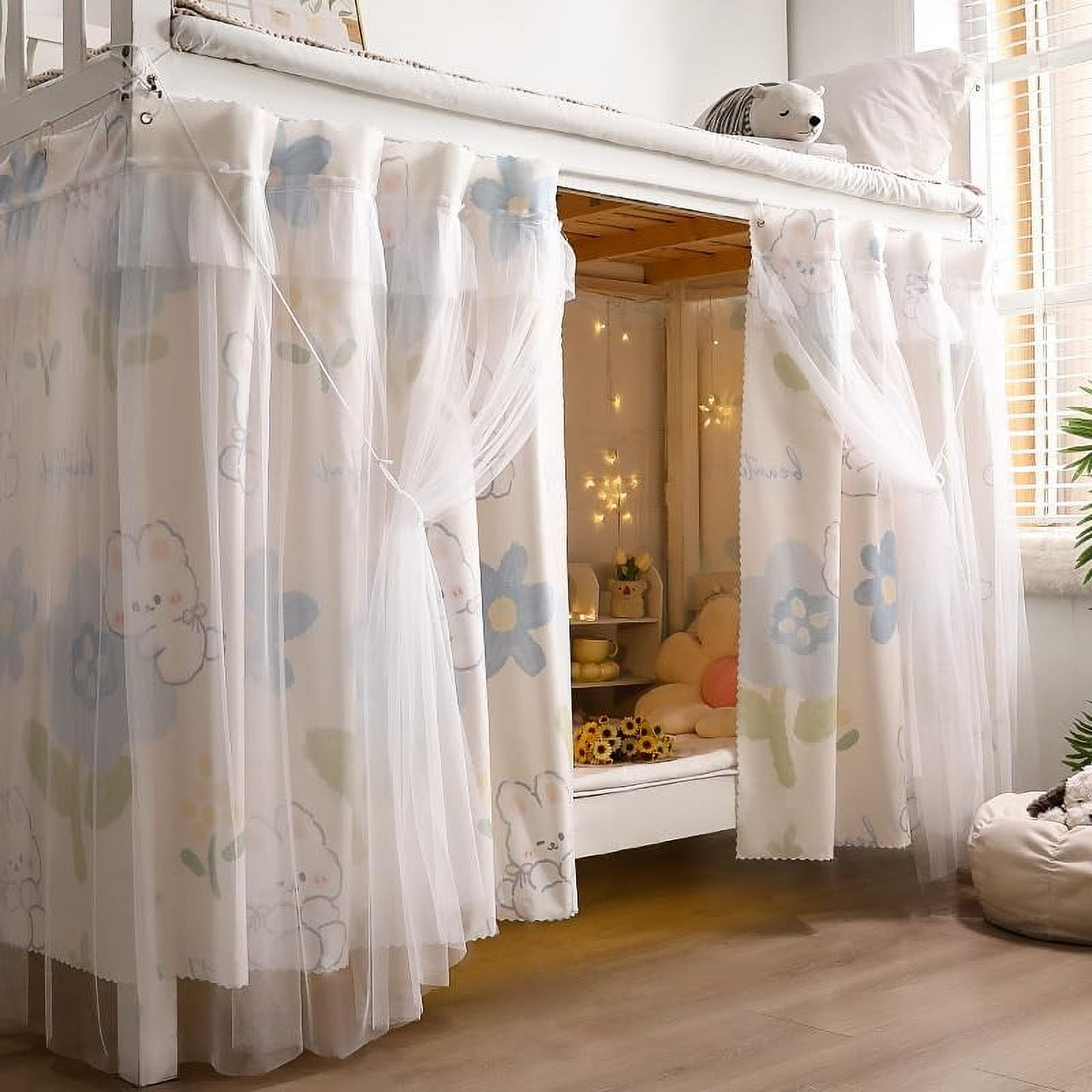 CAILDANL 2 Panels,Bottom Bunk Bed Curtains Cloth Breathable Bed Canopy Students Curtain Shading Nets for Single Bed
