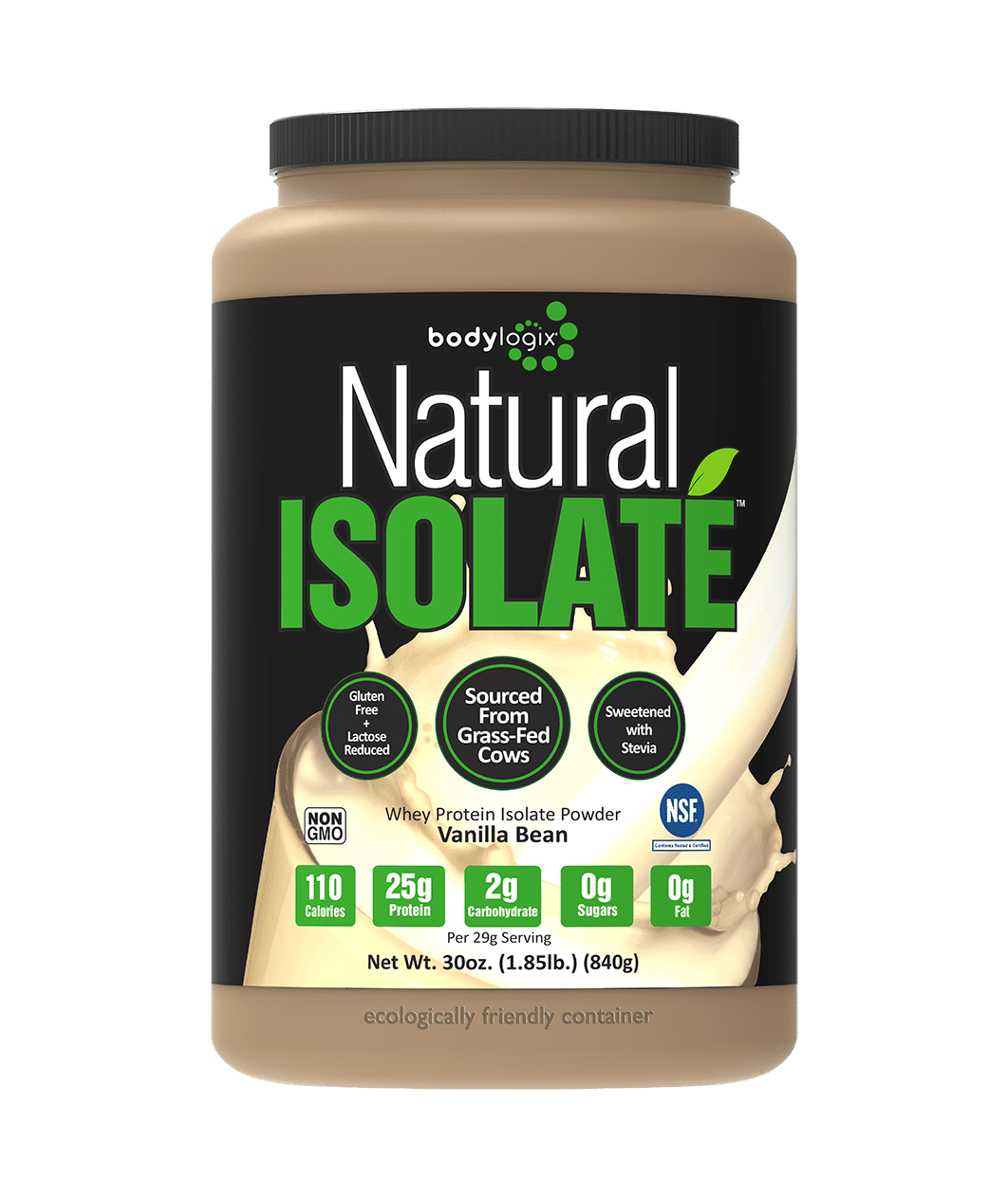 Bodylogix Isolate Powder, Natural Whey, Vanilla Bean, 1.85 Pound
