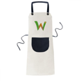 thumbnail image 1 of Tablier Motif Mignon Alphabet Orange en Coton Lin Ajustable pour Cuisine BBQ avec Poche, 1 of 2