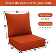 thumbnail image 5 of Pakunoda Outdoor Deep Seat Cushion with Backrest, 24" x 24" x 6.5" Waterproof Patio Chair Replacement Cushion for Sofa Couch, Orange, 5 of 7