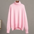 thumbnail image 5 of Women'S Sweater Fall Winter Chunky Knitted Pullover Ribbing Hem Trendy Basic Jumper Top Pink M, 5 of 6