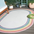 thumbnail image 3 of SAFAVIEH Braided Lincoln Striped Reversible Area Rug, Ivory/Rainbow, 5' x 8' Oval, 3 of 19