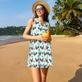 thumbnail image 3 of Naloa Roosters And Plants Print Women's Summer Spring Casual Beach Sundress,Vacation Sleeveless Tank Crewneck Loose Dresses, 3 of 7