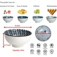 thumbnail image 3 of Set of 6 Blue and White Floral Ceramic Cereal Bowls 24oz 6 Inch Microwave Safe Salad Soup Ramen Pho Bowls for Kitchen, 3 of 8