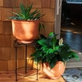 thumbnail image 5 of Sunnydaze Michael 14.5" x 14.5" x 11.25" Round Chestnut Metal Outdoor Planter 2-Count, 5 of 9