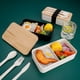 thumbnail image 3 of Fiambrera Bento con 3 cubiertos - Fiambrera estilo japonés a prueba de fugas para la escuela y el trabajo, libre de BPA - Caja con tapa de bambú para transporte de alimentos kaili Sencillez, 3 of 4