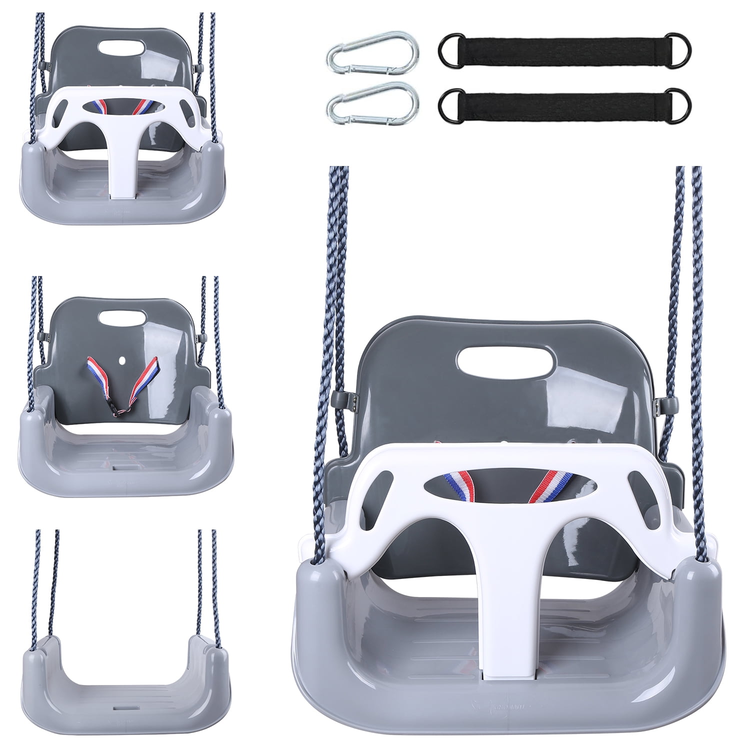 BIGLUFU 3in1 Kids Swing Seat with Hanging Strap and Hooks for Indoor