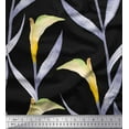 thumbnail image 1 of Soimoi Black Moss Georgette Fabric Leaves Watercolor Print Sewing Fabric Yard 42 Inch Wide, 1 of 3