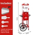 thumbnail image 4 of Popcorn Machine with Cart, 10 Oz Popcorn Maker with Stainless-Steel Kettle Makes up to 40 cups, Vintage Popcorn Popper Movie Theater Style, Red, 4 of 8