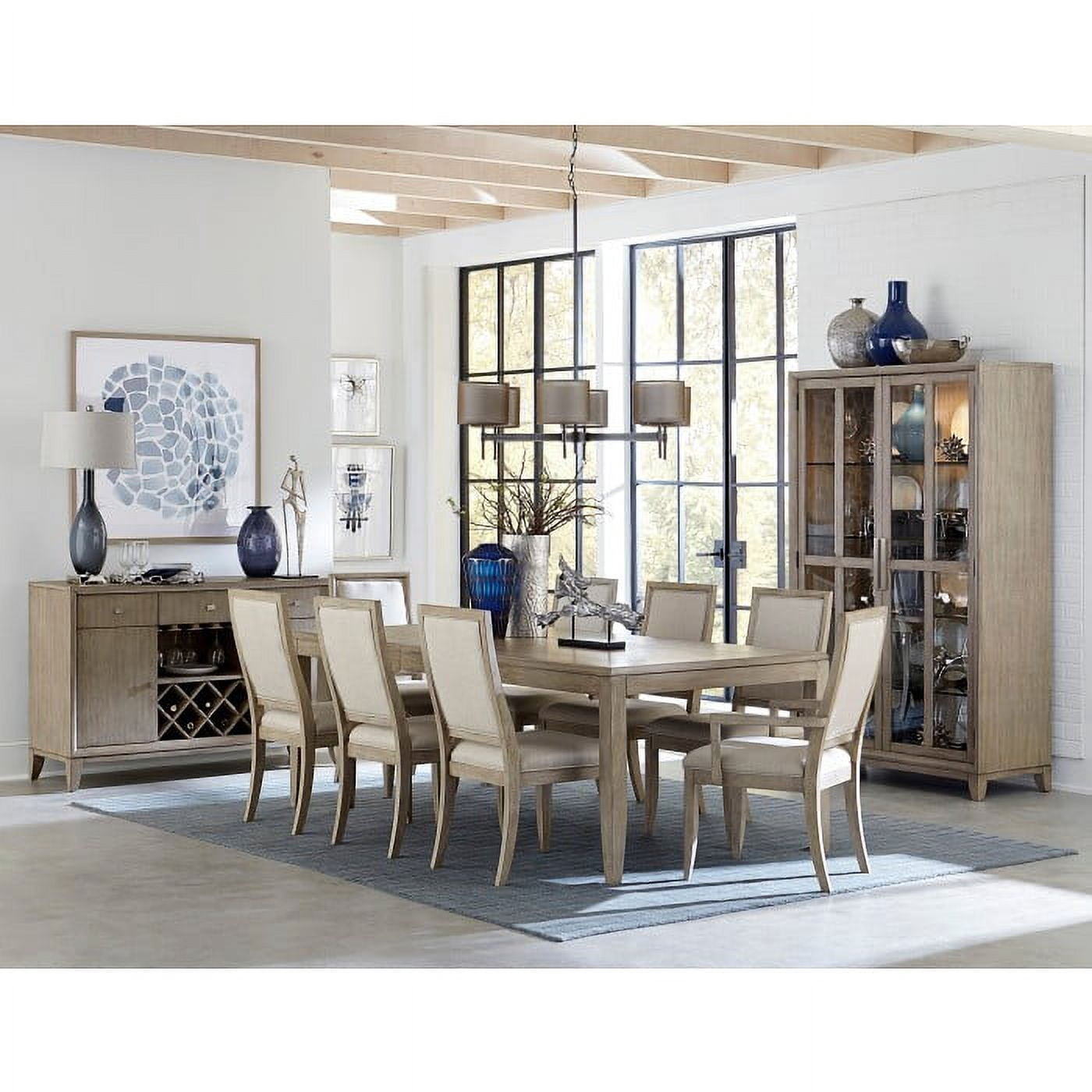 McKewen Collection Sophisticated Dining Storage with Gray Oak Finish and Nickel-Finished Metal Hardware