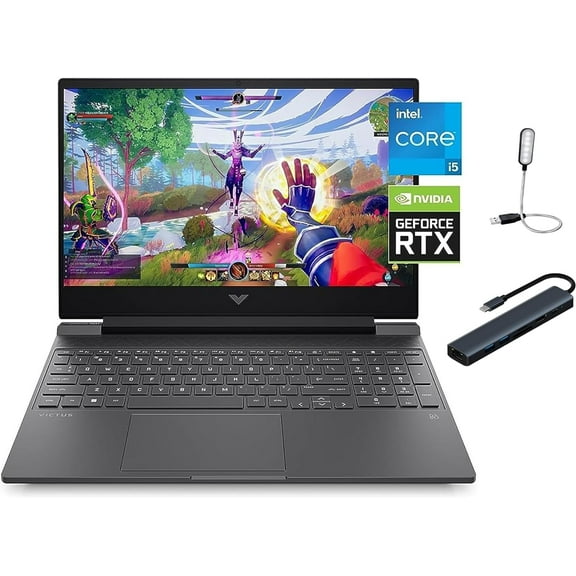 HP 15.6'' FHD Victus 15 Gaming Laptop, 12th Gen Intel Core i5-12500H, 12GB RAM, 512GB SSD, Win11 Home, NVIDIA GeForce RTX 3050, Backlit Keyboard, Enhanced Thermals, Black   Mazepoly Accessories