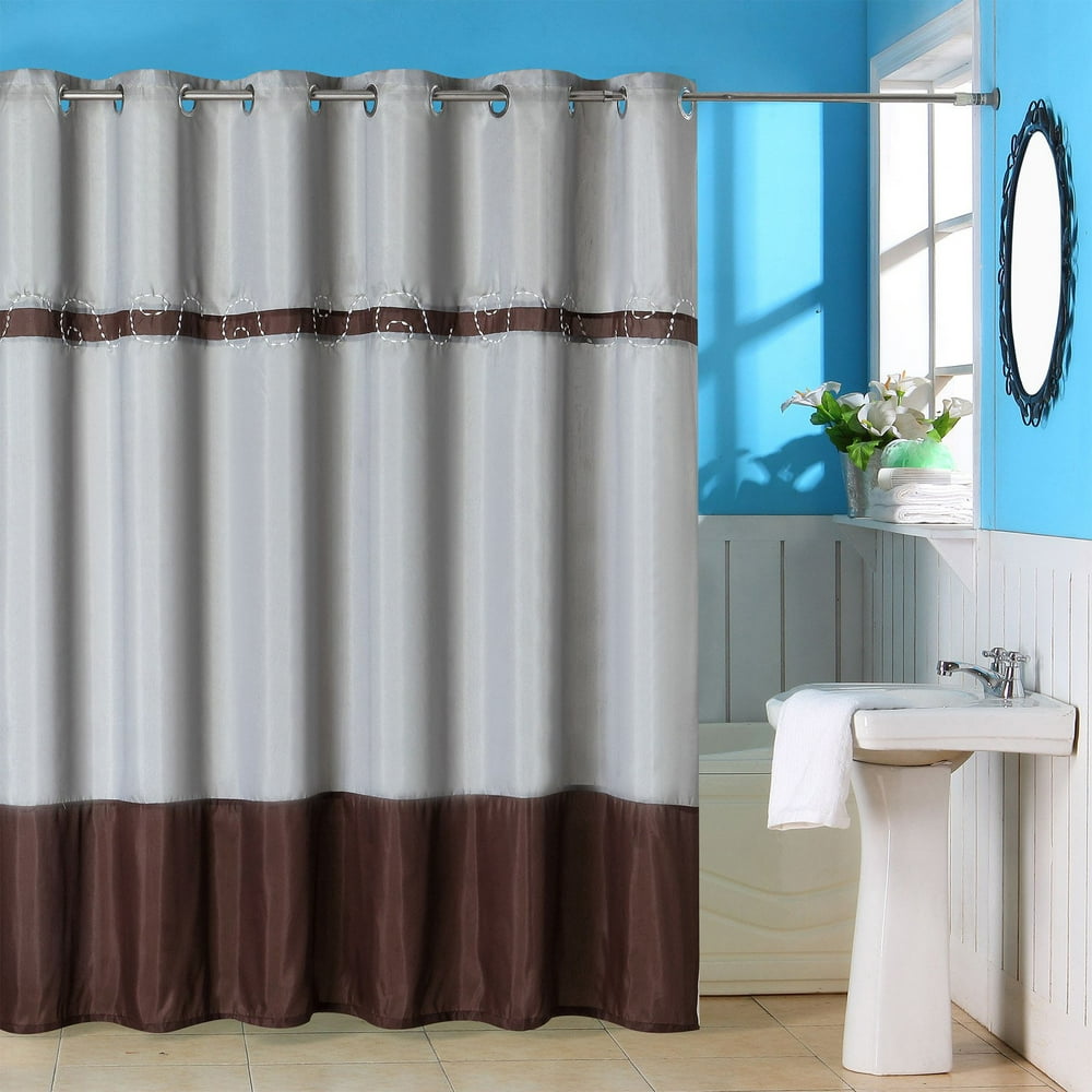 Lavish Home Claridge Embroidered Grommet Style Shower Curtain Walmart