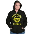 thumbnail image 5 of Make Music Not Enemies Cute Adorable Zip Hoodie Sweatshirt Women Brisco Brands M, 5 of 6