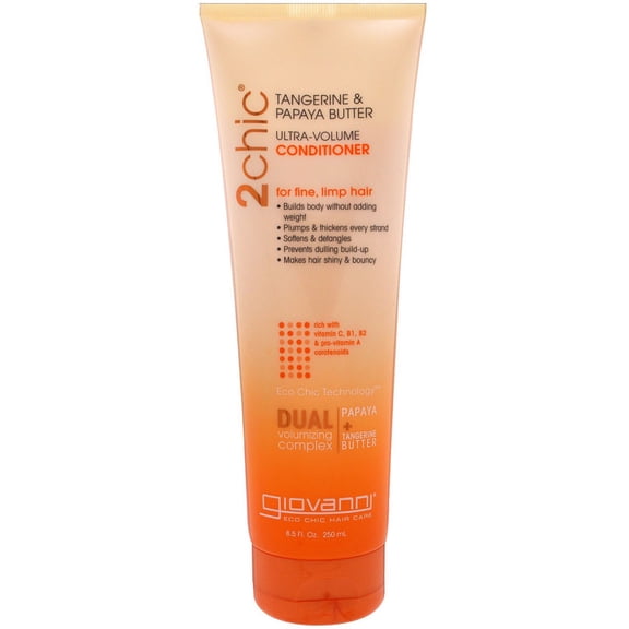 Giovanni Conditioner, Ultra Volume Tangerine and Papaya Butter for Fine, Thinning Hair, Sulfate Free, No Parabens 8.5 oz