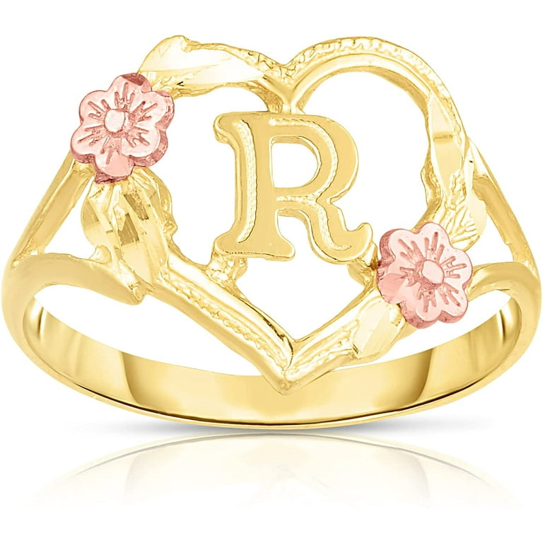 White gold initial clearance ring