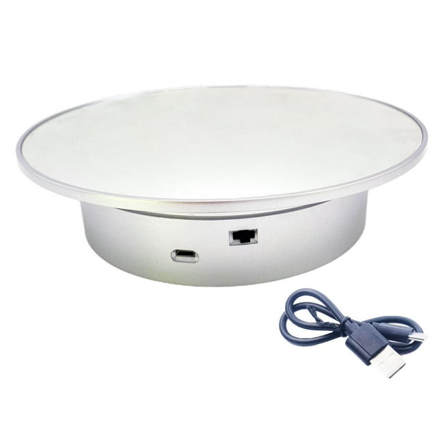 Maytalsory Portable USB Powered 20cm Rotating Display Stand for Photography and Video Props Silver 20x4.8cm 1Set
